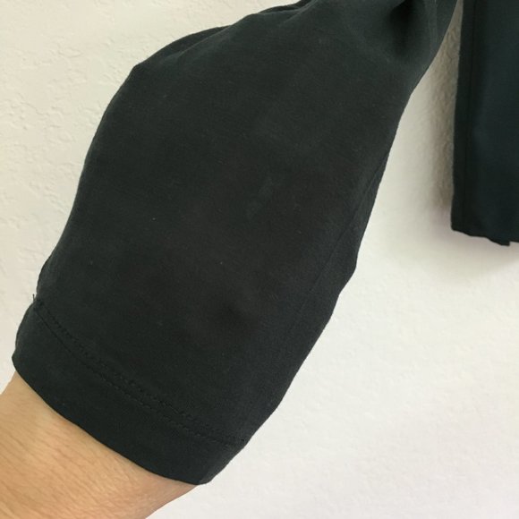 French Connection Sheer Sleeves Blouse Crew Neck Size M Green Stretch - Picture 4 of 12